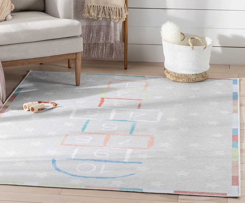 Well Woven Hopscotch Rug Playmat Multicolor 5' X 7' Apollo Kids Collection