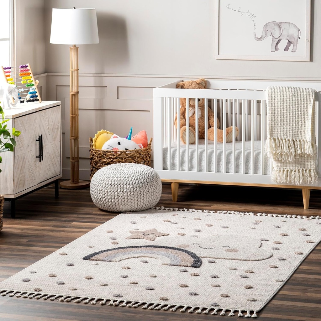 Nuloom CATLIN Sweet Dreams High/Low Kids Area Rug, 4X6, Beige