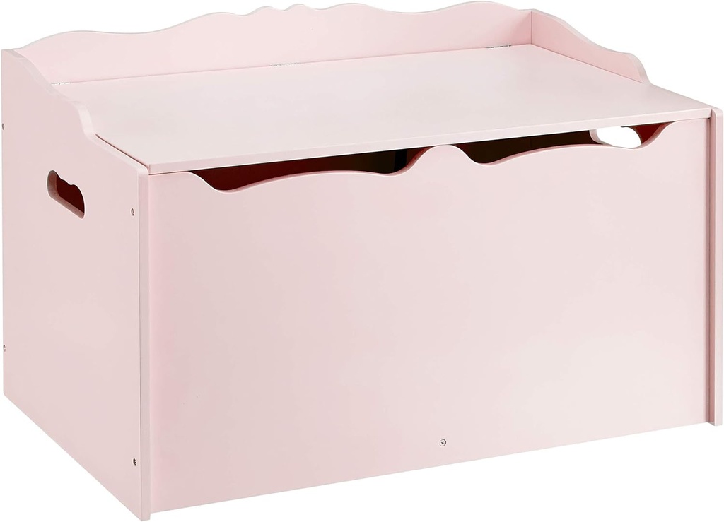 Amazon Basics Kids Wooden Toy Box Storage Chest, Pink, 30" X 18" X 19"