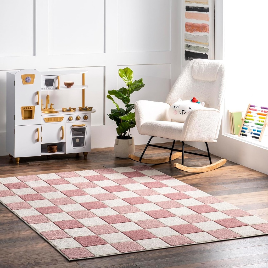 Nuloom Aubrey Checkered Kids Area Rug, 8X10, Pink