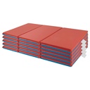 Ecr4Kids Premium Folding Rest Mat, 3-Section, 2In, Sleeping Pad, Blue/Red, 5-Pack