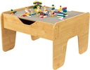 Kidkraft Reversible Wooden Activity Table with Board with 195 Building Bricks – Gray & Natural, Gift for Ages 3+