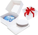 Square Cake Boxes with Window - 10Pk Disposable Cake Container with Cake Board, White Cake Boxes 10X10X5 Inch