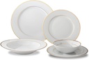 Ocean Décor China Dinnerware Set: Set of Fine Porcelain Dishes - Service for Four - White and Gold Dishes Set for Entertaining and Formal Use - 20 Piece Dishware Sets