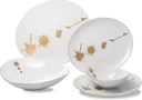 China Dinnerware Set: Unique Set of Fine Porcelain Dishes-Service for Four-Oval White and Gold Dishes Set for Entertaining and Formal Use-20 Piece Fine China Dishware Sets