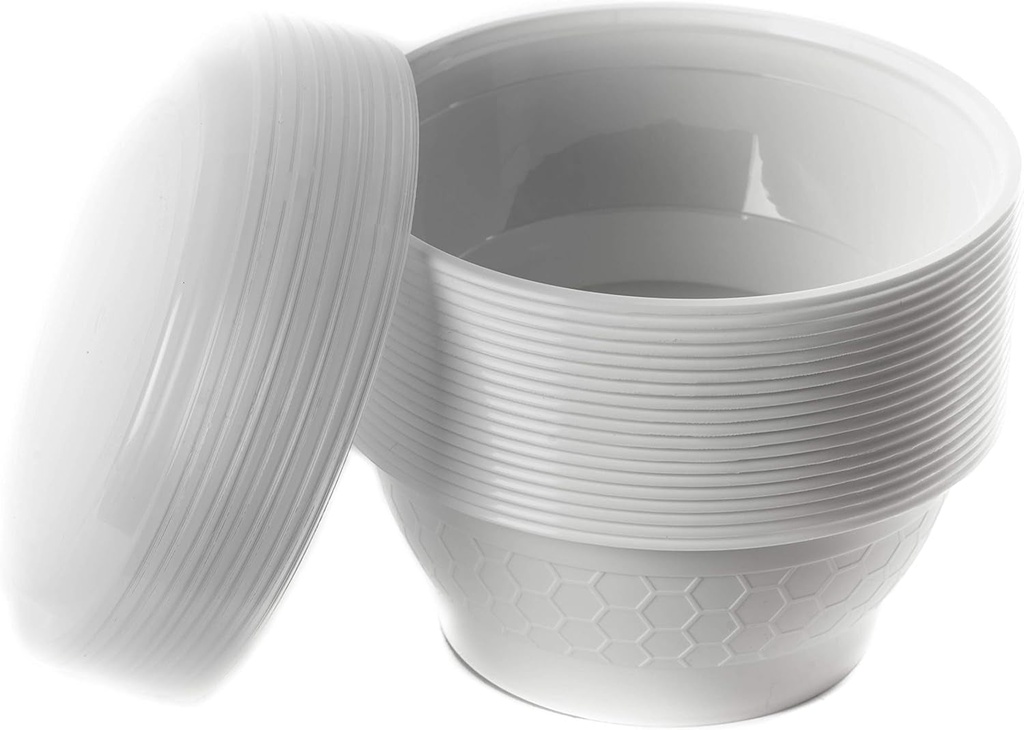 Ecoquality Meal Prep Containers [450 Pack] White round Bowls with Lids, Food Storage Bento Box, Microwavable,Premium,Stir Fry | Lunch Boxes | BPA Free | Freezer/Dishwasher Safe | Disposable (16 Oz)