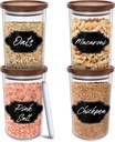 Glass Jars with Wood Lids Set of (4) of 28 Fl Oz Airtight and Stackable Storage Containers for the Kitchen or Pantry Canister Wooden Acacia Lid Holds Food Cookies