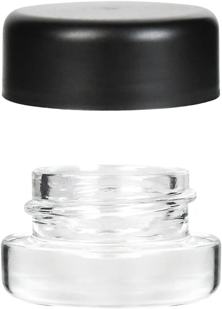 64 Pack 9Ml round Bottom Glass Jars with Black Child-Resistant Lids for Herbs, Spices, Concentrates and More