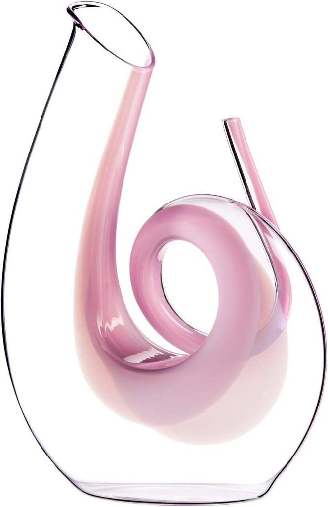Riedel Hand-Made Lead Crystal Curly Decanter, 49-3/8-Ounce, Pink W/Free Cleaning Balls