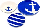 Camco Blue and White Nautical Design 12 Piece Dishware Set- Includes Marine Style Plates and Bowls | Perfect Boating, Sailing, Fishing, the Beach and More | Melamine Material -(41951)