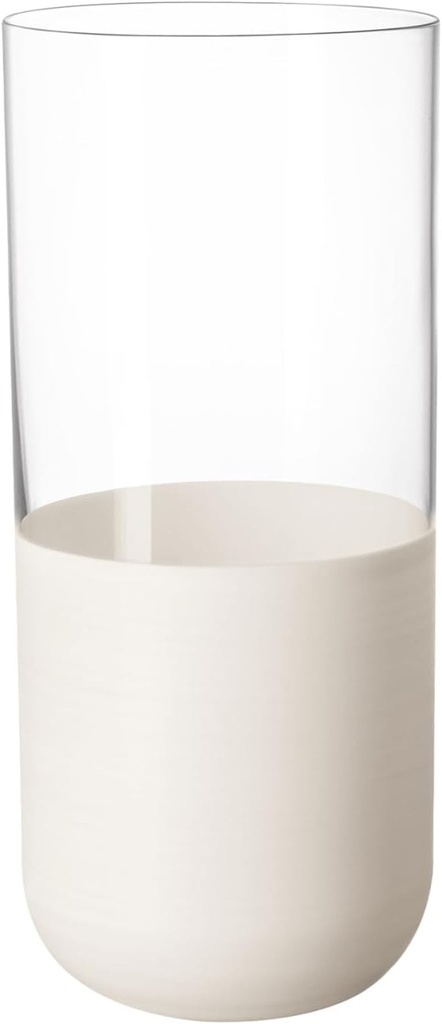 Villeroy & Boch - Manufacture Rock Blanc Long Drink Tumbler Set, 4 Pcs. Set of Drinking Glasses for Cocktails and Mocktails, 300 Ml, Crystal Glass, Matt White Slate Look