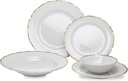 Ocean Décor China Dinnerware Set: Set of Fine Porcelain Dishes - Service for Four - White and Gold Dishes Set for Entertaining and Formal Use - 20 Piece Fine China Dishware Sets
