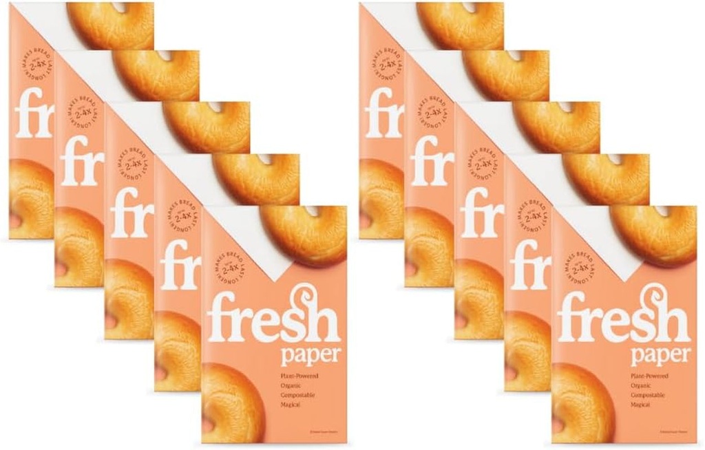 FRESHPAPER Keep Baked Goods Fresh, 80 Reusable Food Saver Sheets for Bread, Bagels, Muffins, Cookie Storage, Healthy Meal Prep, BPA Free, 10 (8 Sheet) Packs, Made in the USA