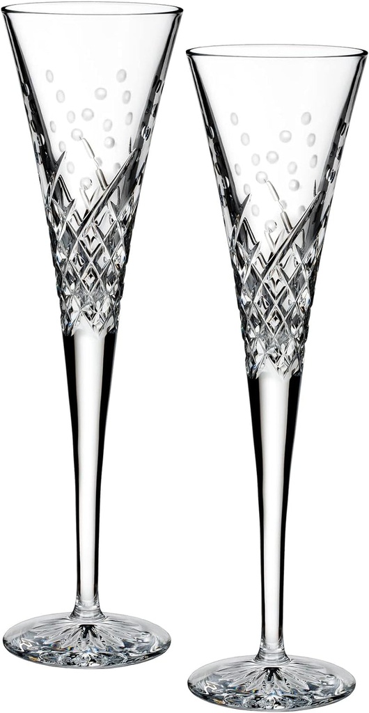 Waterford Crystal Wishes Happy Celebrations Toasting Flute Pair
