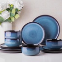Ceramic Dinnerware Sets of 4,Poreclain Plates and Bowls Sets,Handmade Reactive Glaze Dishes Set,Chip Resistant and Scratch Resistant | Oven&Dishwasher & Microwave Safe,Service for 4-Blue