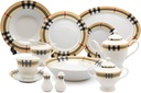 49 Piece Dinner Set 'Tartan' Beige Porcelain Banquet Set Service for 8
