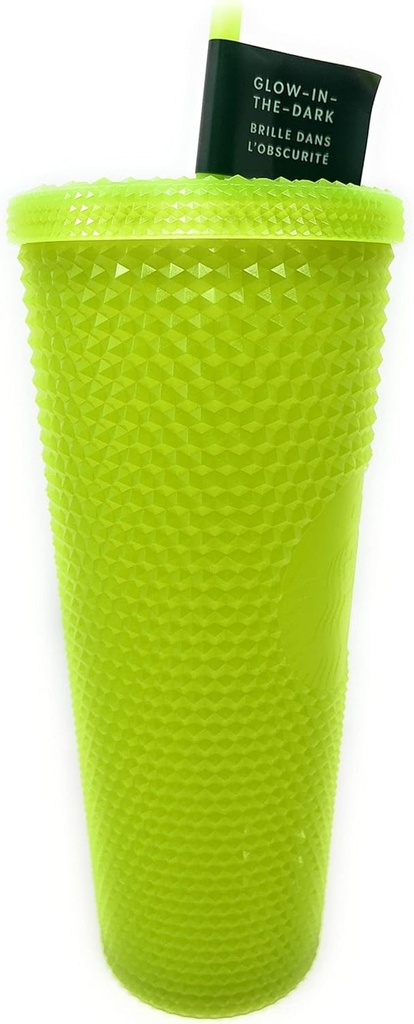 Starbucks 24 Oz Double Wall Glow in the Dark Black Light UV Slime Green Cold Cup Tumbler