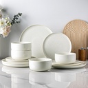 Ceramic Dinnerware Sets of 4,Stoneware Plates and Bowls Sets,Handmade Speckled Reactive Glaze Dishes Set,Scratch Resistant | Oven&Dishwasher & Microwave Safe,Service for 4-Milk White