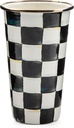 MACKENZIE-CHILDS Enamel Tumbler, Open Tumbler Cup, Cute Enamel Cup, 20 Ounces, Black-And-White Courtly Check