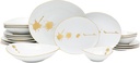 Elegant Dinnerware Set, 20 Piece Fine Porcelain Dinner Service for 4, White with Gold Rim and Splatter Design