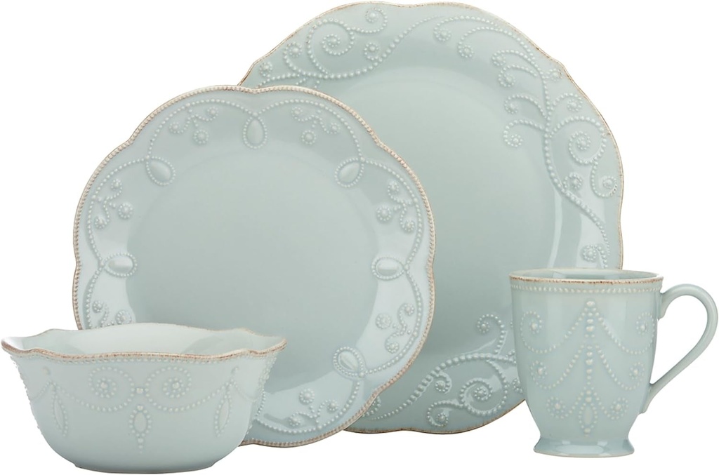Lenox French Perle 4-Piece Place Setting, Ice Blue,12 Oz
