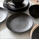 Melamine Dinnerware Sets for 4,12Pcs Plate and Bowl Set, Lightweight Dish Set for Camping,Rv and BBQ, Dishwasher Safe,Bpa Free(Black)