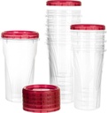 48 Oz Clear Twist Top Storage Deli Containers with Leak Proof Lids Red - BPA Free Snack Containers Airtight Reusable Plastic Food Storage Canisters with Twist Seal Caps, Food Storage, Meal Prep, Freezer, Kitchen Organizer, Stackable, Reusable (20)
