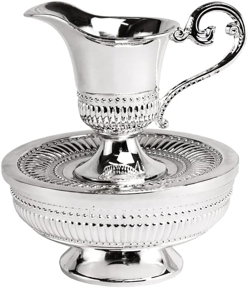 (D) Judaica Mayim Achronim Silver Plated 2 Piece Wash Set (Beaded)