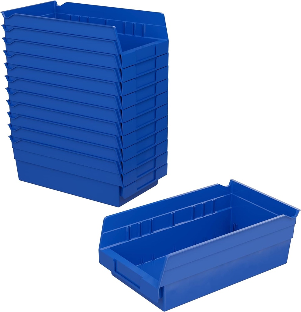 Akro-Mils 30130 Plastic Organizer and Storage Bins for Refrigerator, Kitchen, Cabinet, or Pantry Organization, 12-Inch X 6-Inch X 4-Inch, Blue, 12-Pack