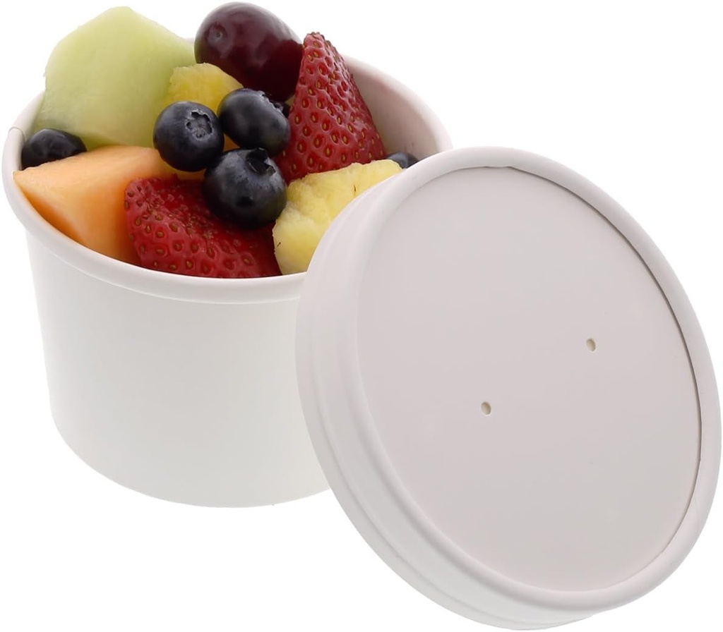 Royal 8 Ounce White Paper Food Container and Lid Combo, Package of 250
