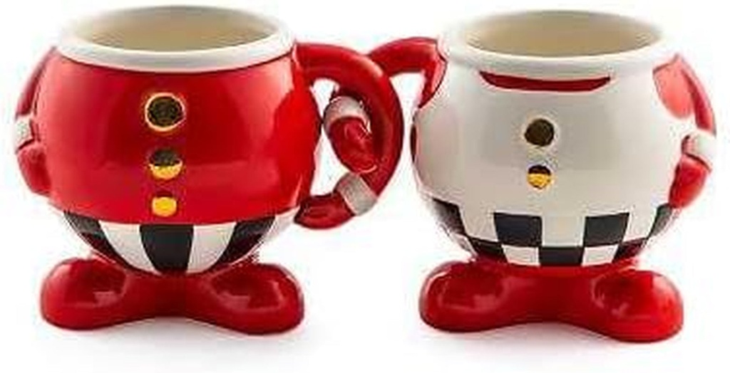 MACKENZIE-CHILDS Peppermint Mug Pair Set of 2 Ceramic, Small, Red