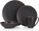 Nambe Taos 4-Piece Stoneware Place Setting | Coffee Mug, Bowl, Dinner, and Salad Plate Set | Ceramic Dinnerware Set | Microwave and Dishwasher Safe | Service for 1 | Onyx Black