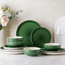 Ceramic Dinnerware Sets, 12 Pieces Stoneware Dinnerware Set, Plates and Bowls Sets, Dishwasher & Microwave Safe | Service for 4