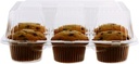 [150 Pack] Clear Plastic 6 Compartment Muffin Containers - Disposable Clear Cupcake Boxes - 6 Cavity Holders with Hinged Design - Half Dozen Cupcake Carrier Durable Holder - Disposable Deep Plastic Cupcake Containers - Bakery, Takeout, Wedding, Party