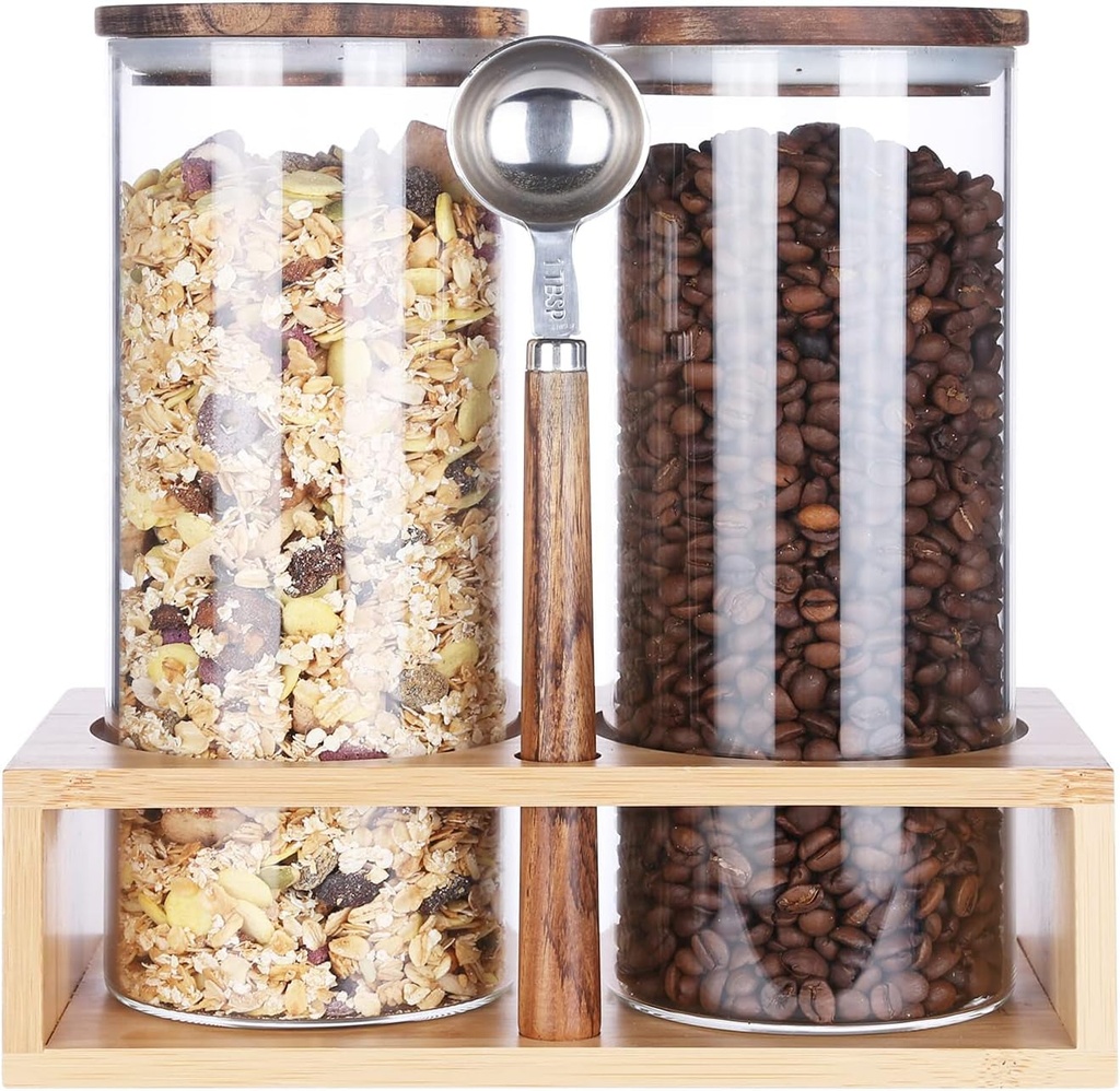 KKC HOME ACCENTS Glass Coffee Bean Storage Container with Airtight Lids, Sealed Glass Containers for Coffee Beans,Ground Coffee, Nuts