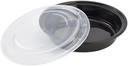 48Oz Disposable Black Meal Prep/Bento Box with Clear Dome Lids - round Plastic Meal Containers - Leak Proof and Reusable Box : Perfect for Salad, Meal Prep and Fruits : Set of 150