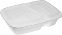 Ecoquality Meal Prep Containers [300Pack] White 2 Compartment with Lids, Food Storage Bento Box, Microwavable, Disposable, Stir Fry | Lunch Boxes | BPA Free | Freezer/Dishwasher Safe (32 Oz)