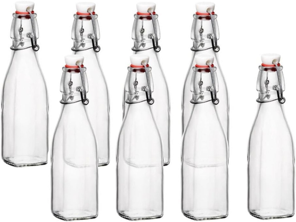 Bormioli Rocco Glass 8.5 Ounce Swing Top Bottle, Set of 8
