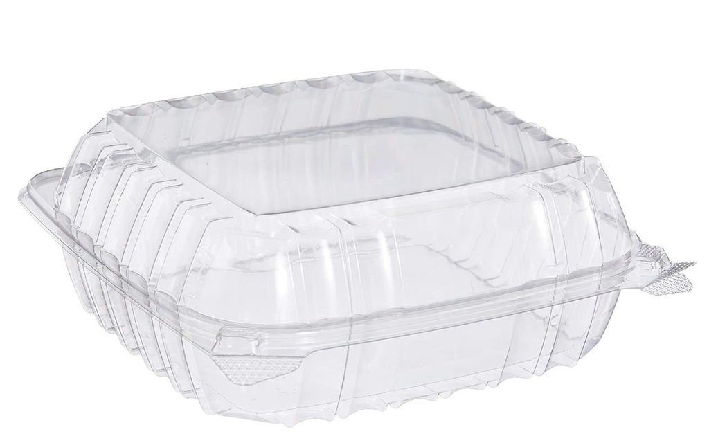 9 Inches Clamshell Plastic Clear Hinged Food Storage Containers 8.3X8.5X2.8 - Pack of 200