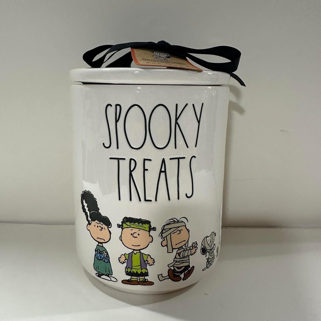 Rae -SPOOKY TREATS Baby Size Canister Allside White HALLOWEEN CANISTER- Dunn by Magenta