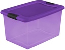 Sterilite 64 Qt Latching Storage Box, Stackable Bin with Latch Lid, Plastic Container to Organize Halloween Decor, Purple Tint with Purple Lid, 6-Pack