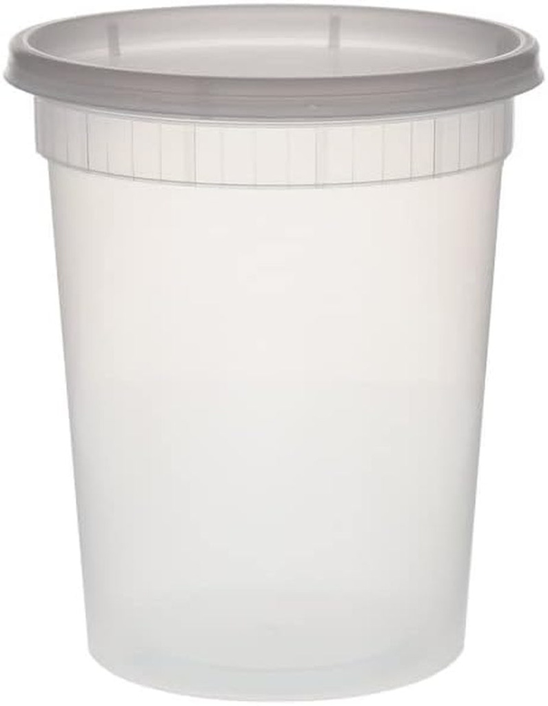 Deli Containers with Lids 32Oz. Leakproof 240 Sets Bpa-Free Plastic Food Storage Cups Clear Airtight Takeout Container Heavy-Duty, Microwaveable Freezer Safe Disposable/Reusable