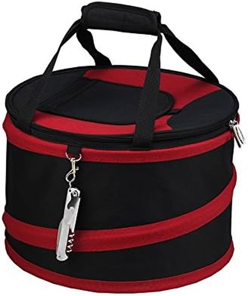 (D) Collapsible Party Tub 24 Can, Picnic Bag for Pie or Cake (Red)