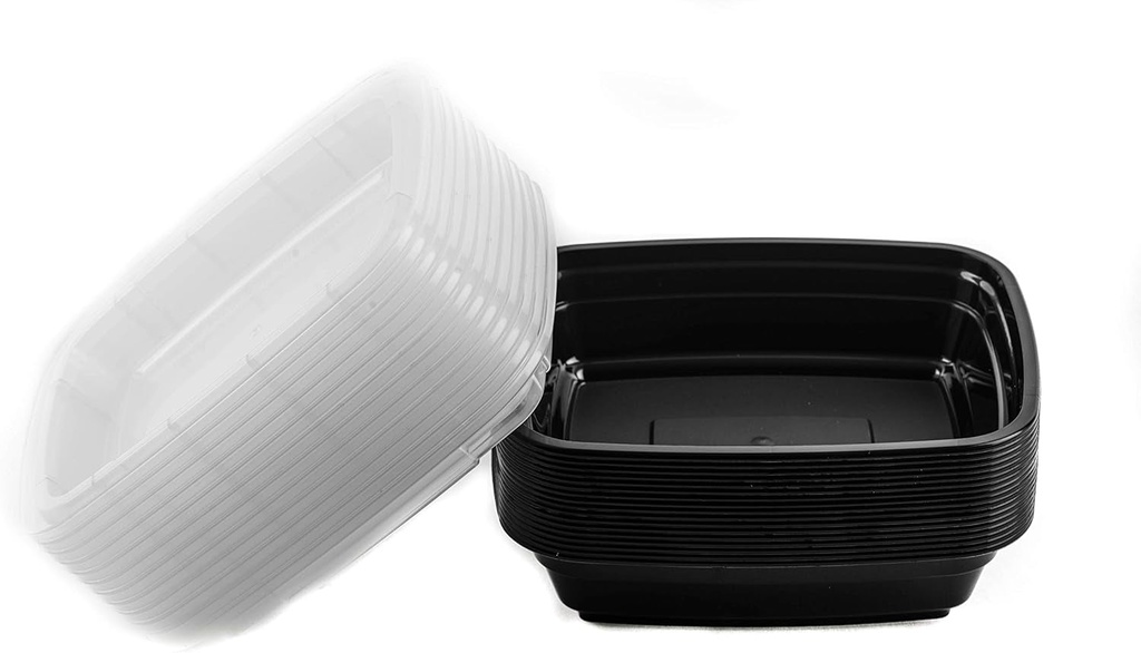 Ecoquality Meal Prep Containers [300 Pack] Rectangle Containers with Lids, Food Storage Bento Box, Microwavable, Premium Bowl, Stir Fry | Lunch Boxes | BPA Free | Freezer/Dishwasher Safe (12 Oz)