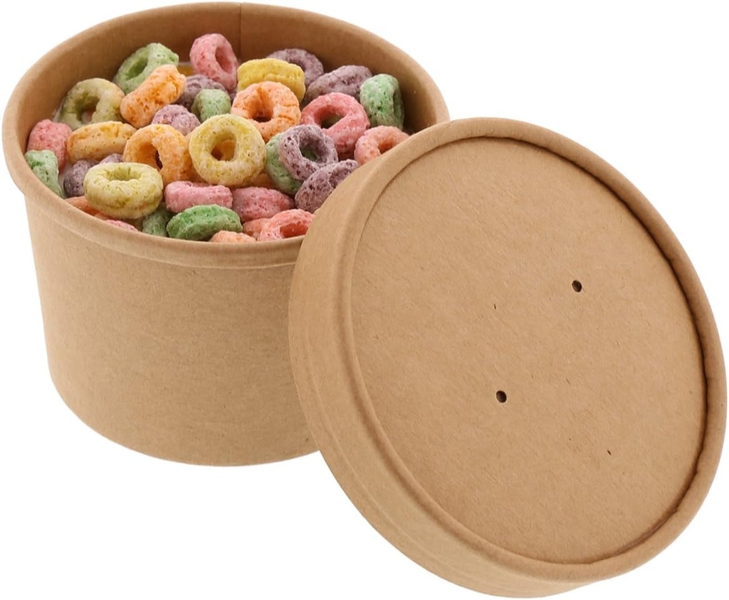 Royal 8 Ounce Kraft Paper Food Container and Lid Combo, Package of 250
