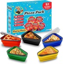 PIZZA PACK the Perfect Reusable Pizza Storage Container with 5 Microwavable Serving Trays - Bpa-Free Adjustable Pizza Slice Container to Organize & save Space, 5 Pack, Party