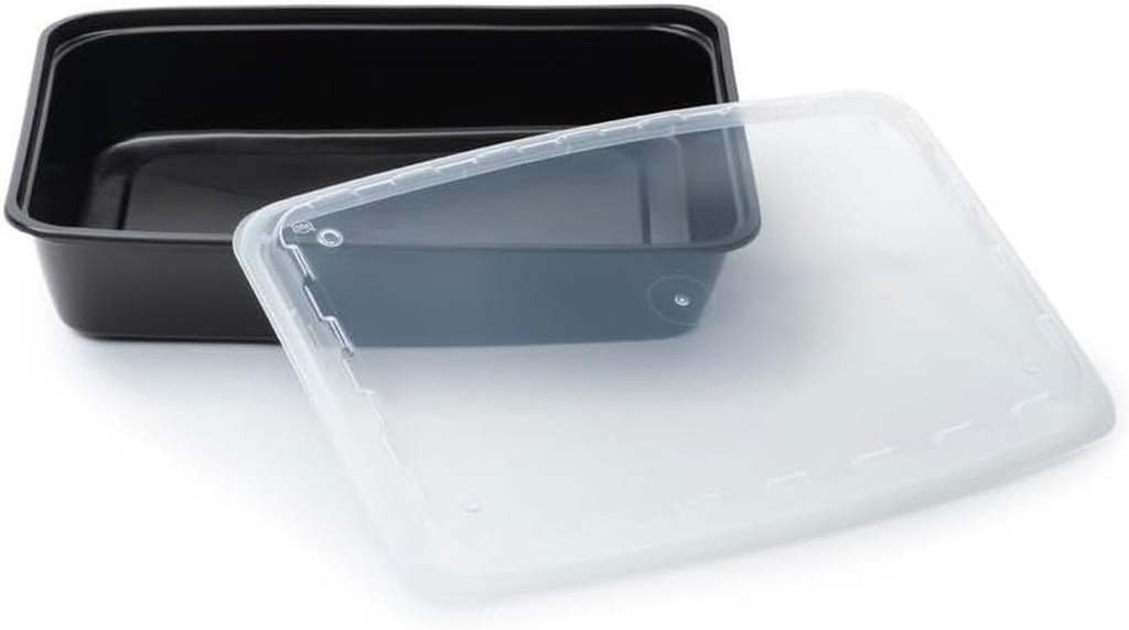 84Oz Rectangular Microwavable Black Plastic Meal Prep Containers with Clear Lids - Food Storage Container - Certified Bpa-Free, Stackable, Reusable Microwave, Dishwasher Safe, Disposable (100)
