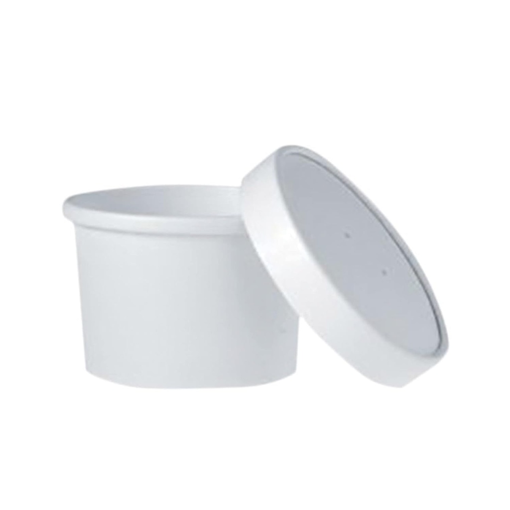 Solo KHB8A-2050 8 Oz White Paper Food Container and Lid (Case of 250 Containers W/Lids)