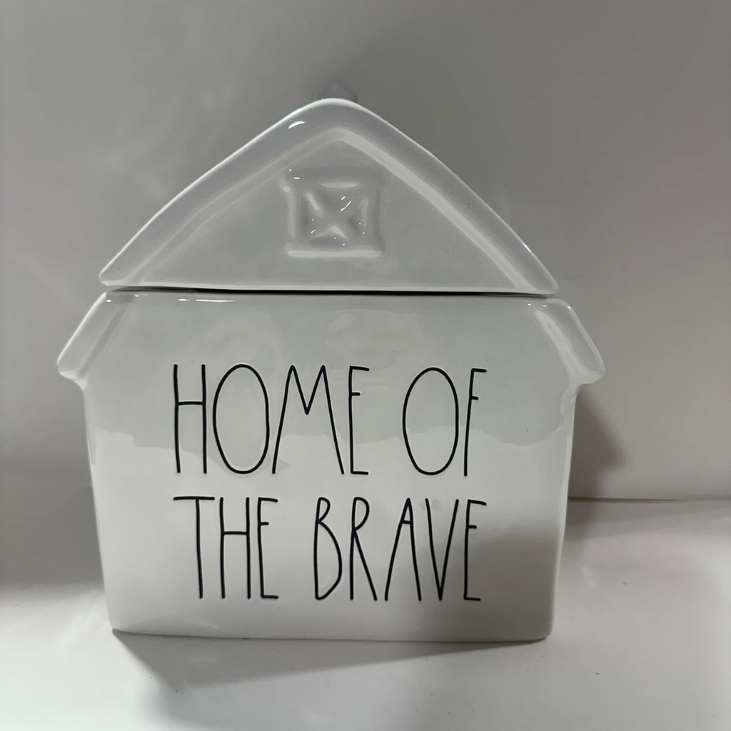 Rae -HOME of the BRAVE Allside White House Decor Canister *FOURTH (4TH) of JULY*- Dunn by Magenta, Ivory