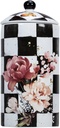 (D) Chic Checkered Porcelain Cookie Jar, Black and White (Large)